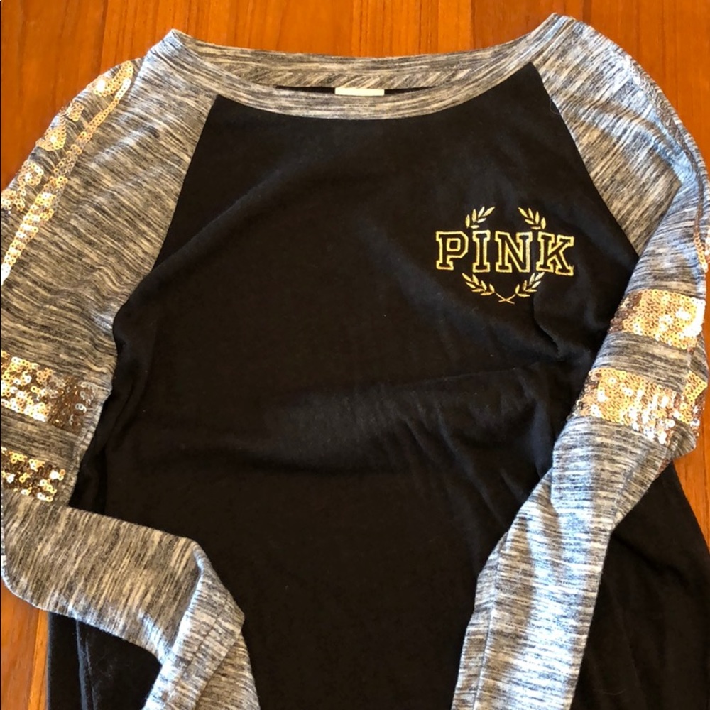 Vs Pink black and gold sequence shirt